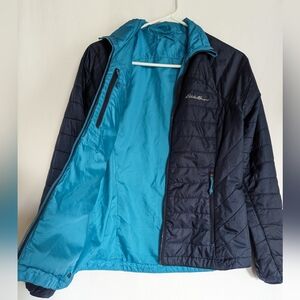 Eddie Bauer Women's XS Reversible Navy Blue Jacket Pertex Lightweight First Acce